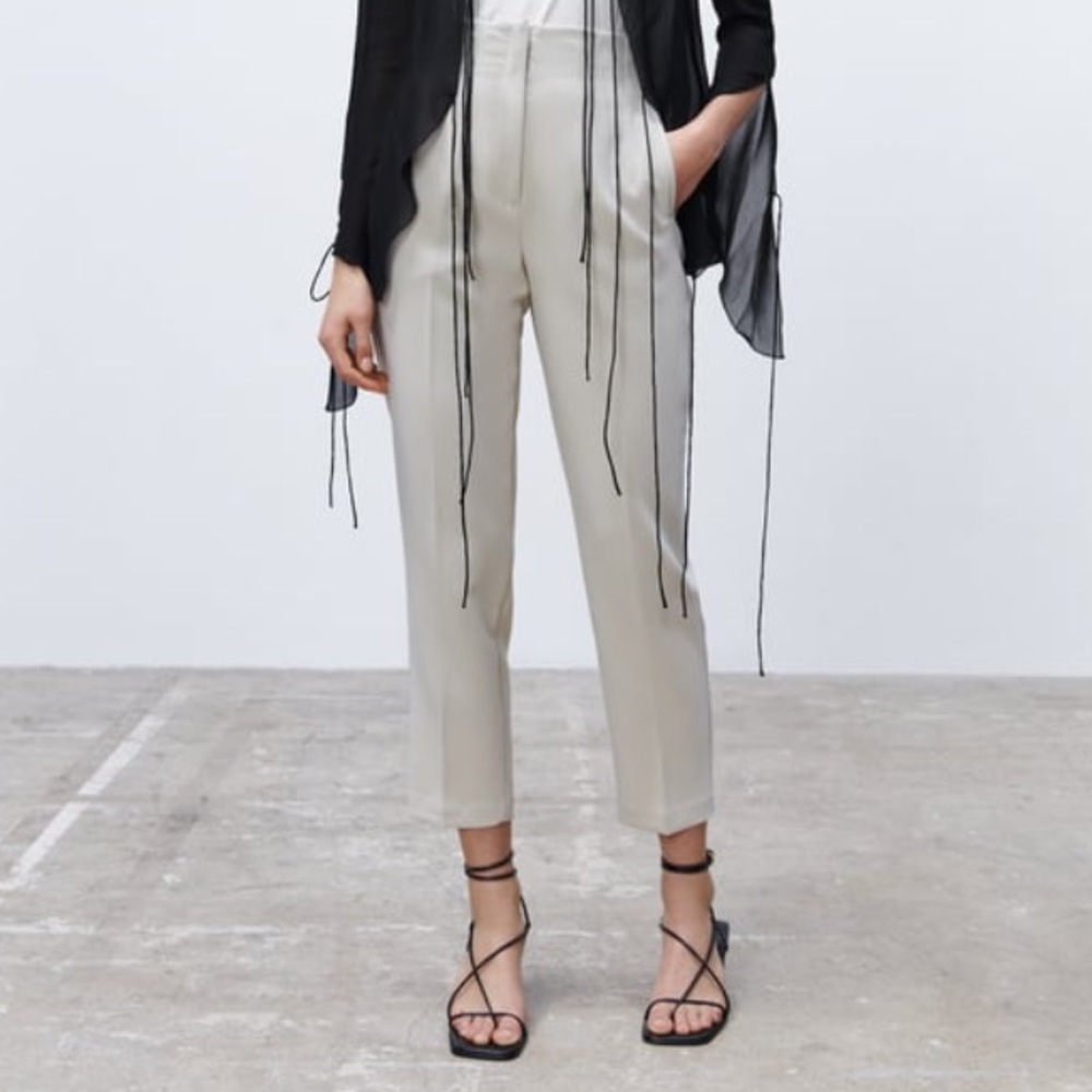 Zara high waisted pants in Oyster White